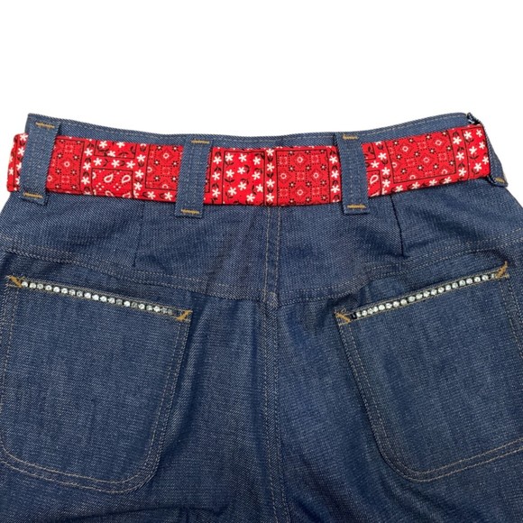 Vintage Rhinestones Embellished Belted Straight Jeans High Rise Size 28 Dolly - Picture 7 of 13